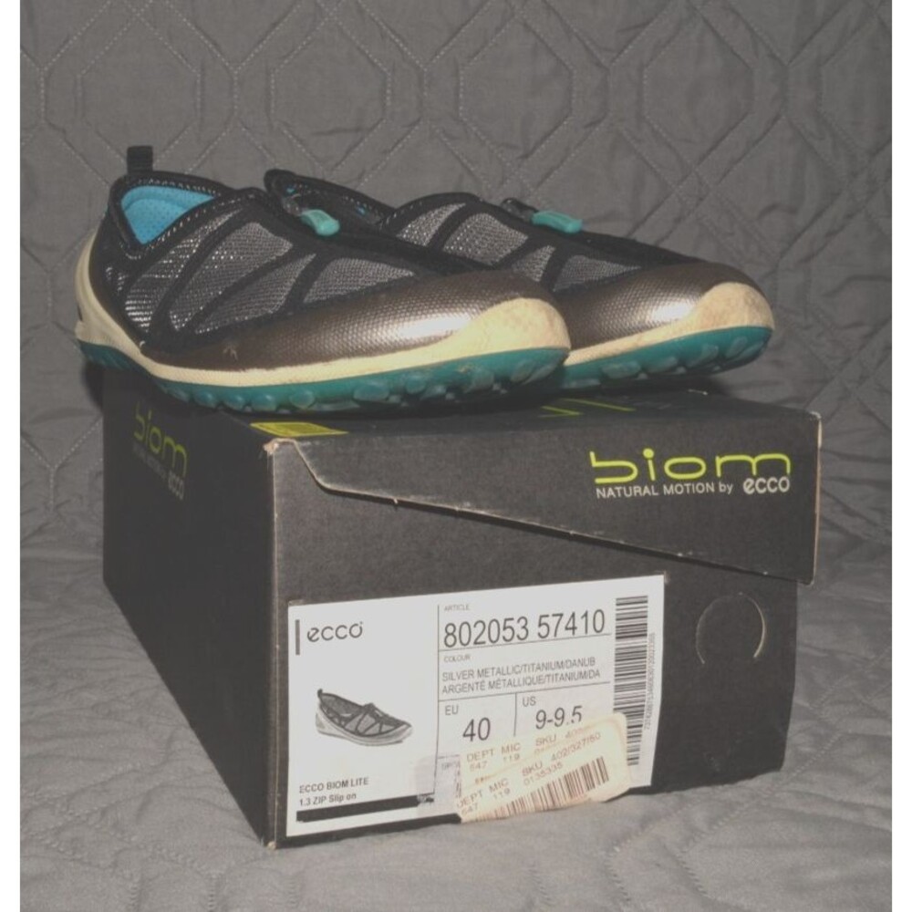 ECCO BIOM Lite 1.3 Zip Slip On Shoes Women’s US 9-9.5 EU 40 Silver Walking w Box - Picture 7 of 11